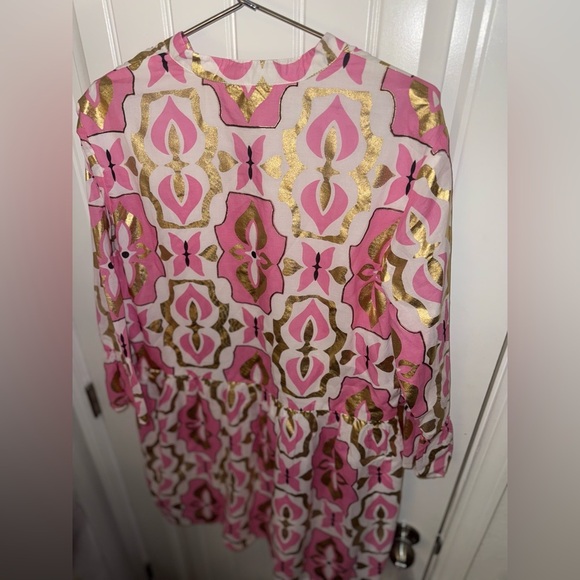 Jude Connally Pink and Gold Patterned Midi Dress - Picture 9 of 11